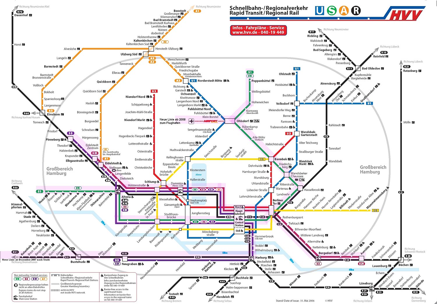 Hamburg U Bahn Netz